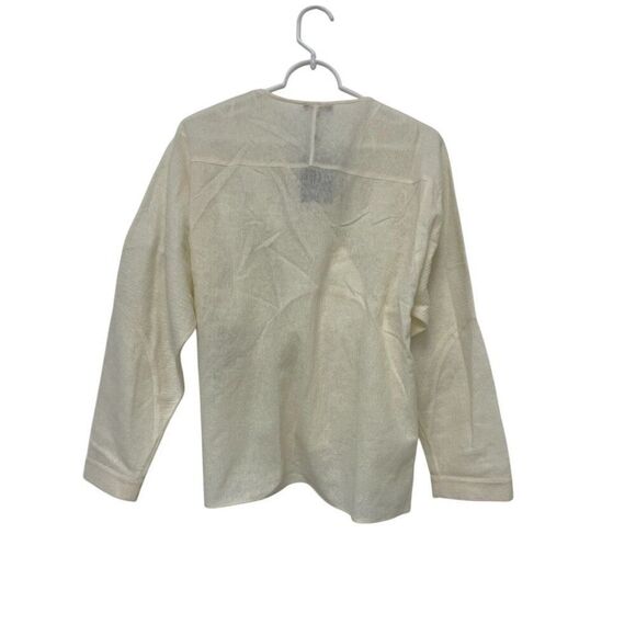 Massimo Dutti Women Shirt XS Cream Wool Cotton Surplice Neckline 5133/791 NWT - Picture 4 of 12
